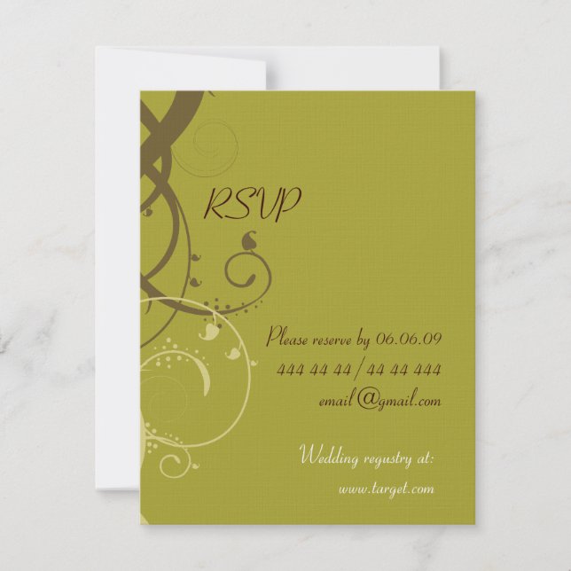 RSVP Brown/OLIVE POUR Faire-part de mariage (Devant)