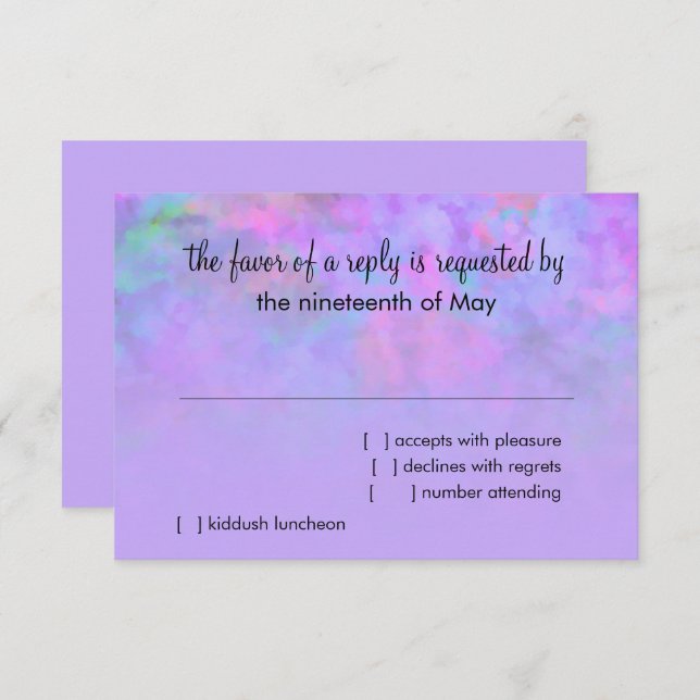 RSVP Card Abstract Design en violet (Devant / Derrière)