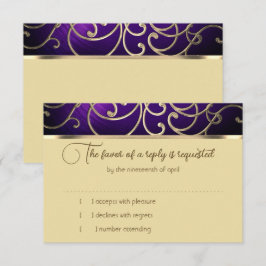 RSVP Card Elegant Lila und Gold Filigree