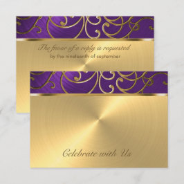 RSVP Card Elegant Lila und Gold Filigree