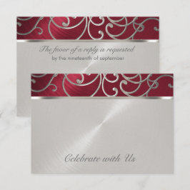 RSVP Card Elegant Rot und Silver Filigree