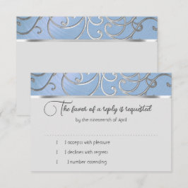 RSVP Card Elegante Sky Blue and Gold Filigree Einladung