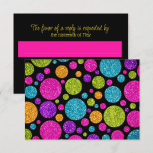 RSVP Card Farbige Glittery Punkte auf jeder Farbe