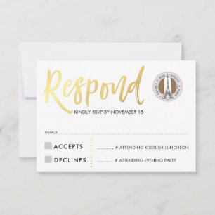 RSVP CARD Goldskript Antwort rosa Herzen JORDYN1