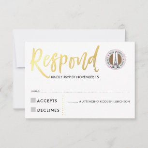 RSVP CARD Goldskript Antwort rosa Herzen JORDYN2