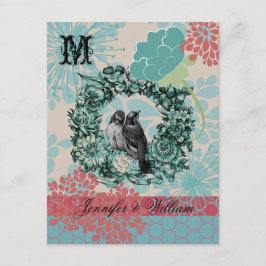 RSVP Card: Love Birds on Floral Wreath Wedding