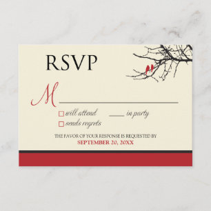 RSVP Card Love Birds (schwarz/rot) ::CUSTOM: Karte