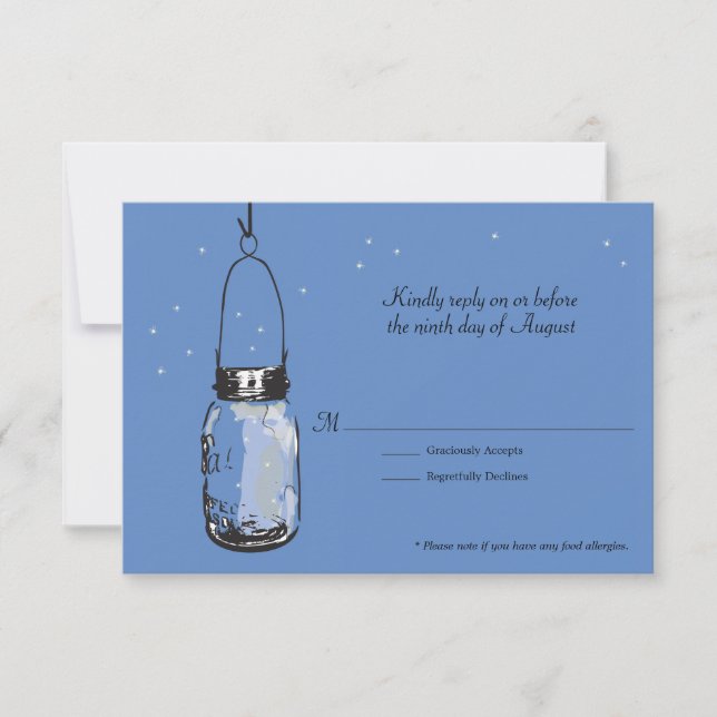 RSVP Card Mason Jar and Fireflies (Vorderseite)