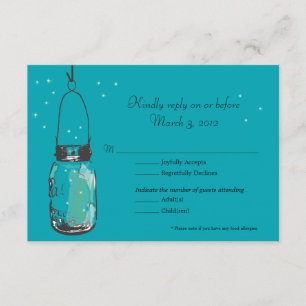RSVP Card Mason Jar und Fireflies