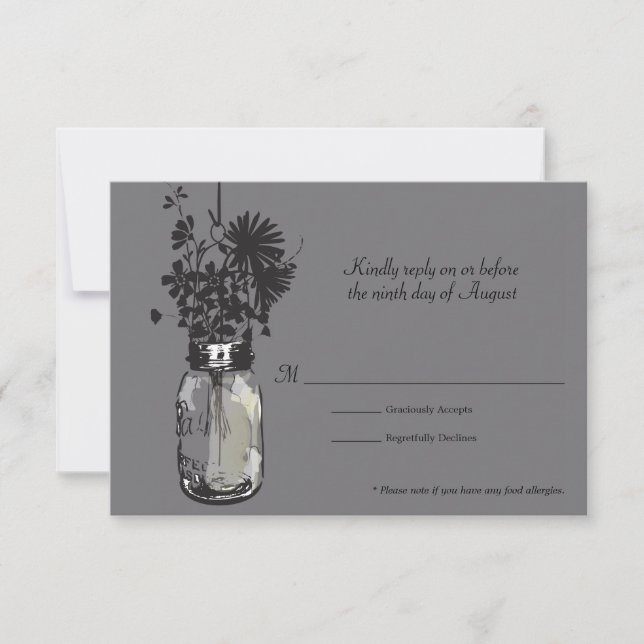 RSVP Card Mason Jar und Wildblumen (Vorderseite)