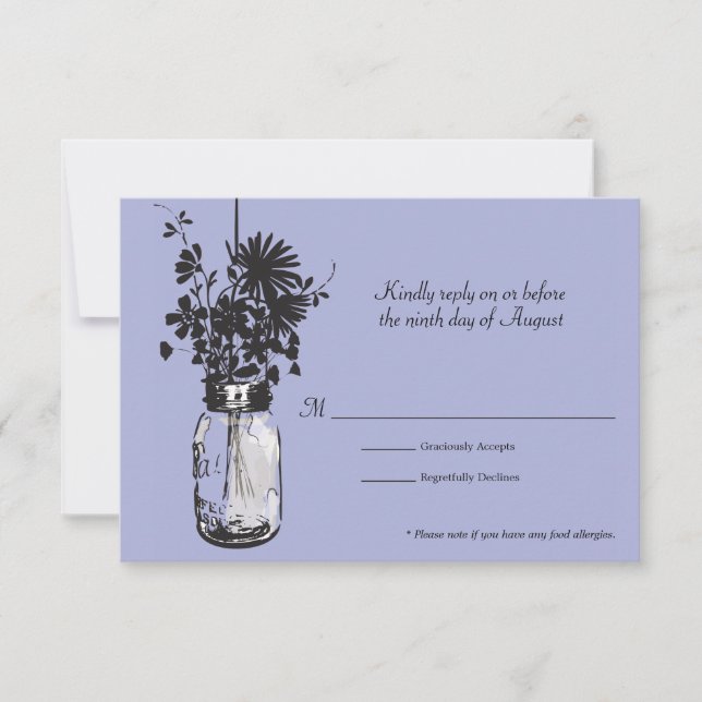 RSVP Card Mason Jar und Wildblumen (Vorderseite)