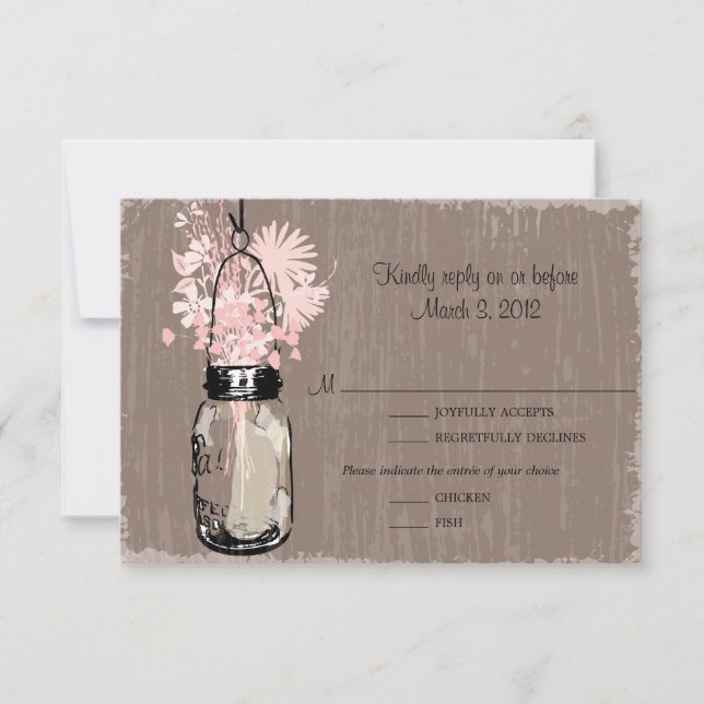 RSVP Card Mason Jar und Wildblumen Karte (Vorderseite)