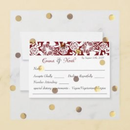RSVP Card Open-Work Elegant Maroon Wedding Karte