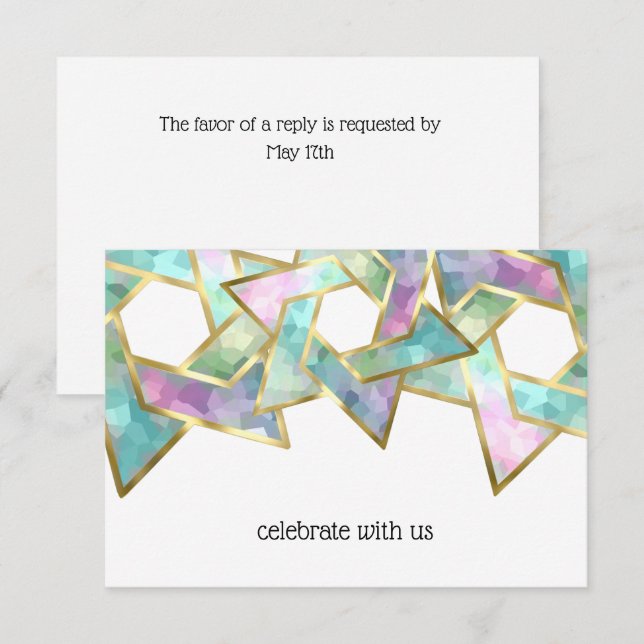 RSVP Card Pastel Star von David Einladung (Vorne/Hinten)