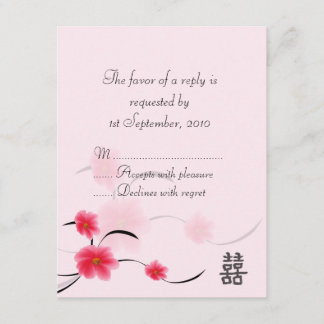 RSVP Card Pink Blossom Double Bonheur