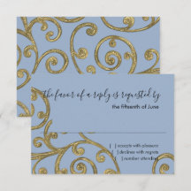 RSVP Card Scroll Muster Gold