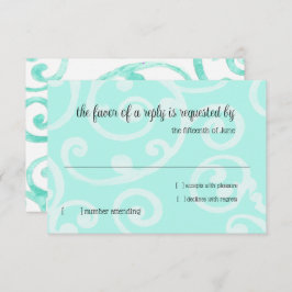 RSVP Card Scroll Pattern Aqua