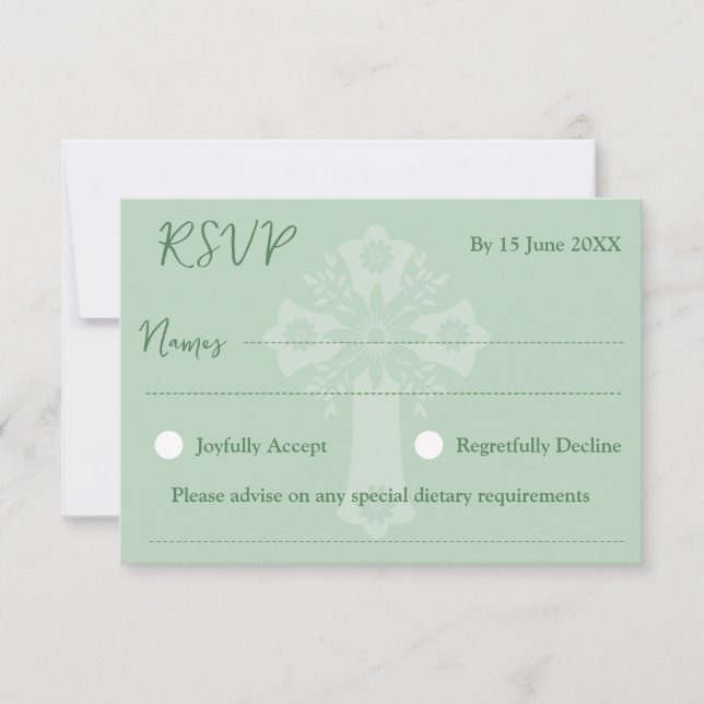 RSVP Card Style 1 Blumenkreuz Grün (Vorderseite)