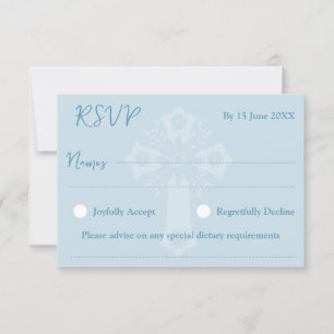 RSVP Card Style 2 Blumenkreuz Blau Karte