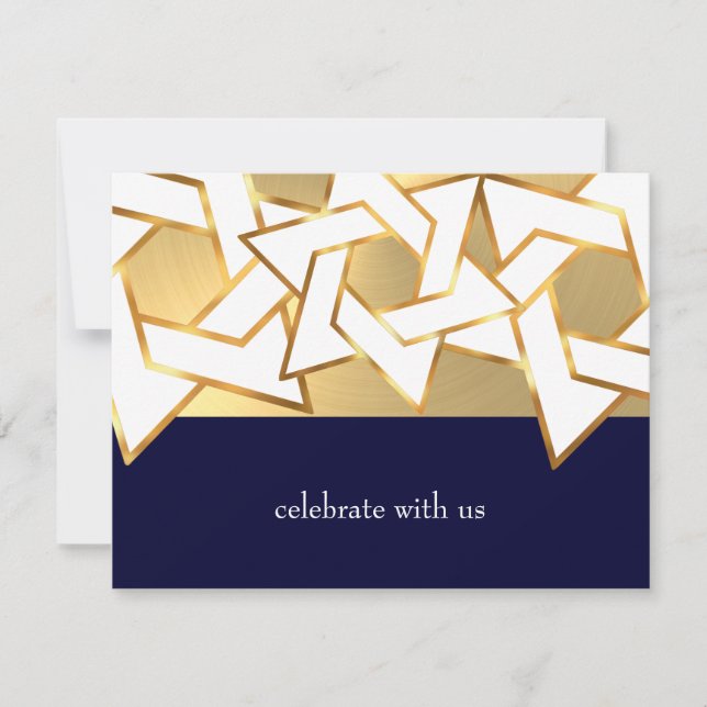 RSVP Card Weißer Stern von David auf jeder Farbe Einladung (Vorderseite)