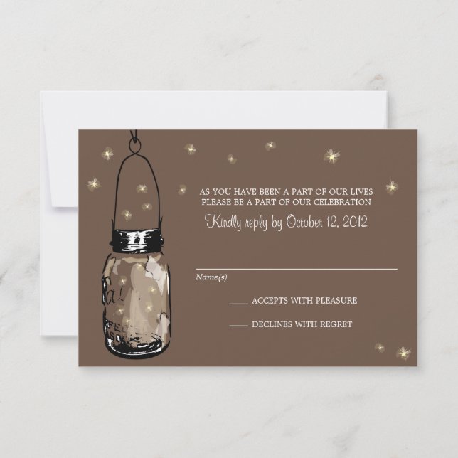 RSVP Card Whimsy Fireflies und Mason Jar Karte (Vorderseite)