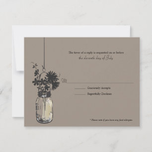 RSVP Card Wide Blume & Mason Jar Karte