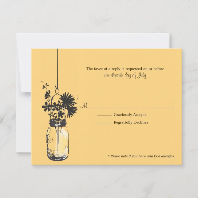 RSVP Card Wide Blume & Mason Jar Karte (Vorderseite)