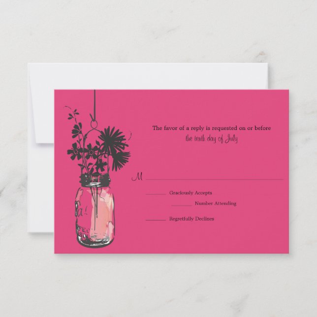 RSVP Card Wild Blume & Mason Jar (Vorderseite)