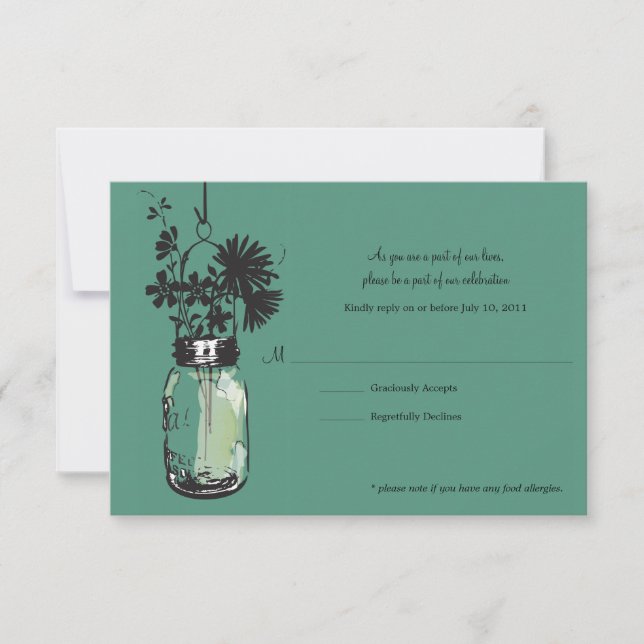 RSVP Card Wild Blume & Mason Jar Karte (Vorderseite)