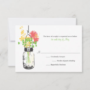 RSVP Card Wild Blume & Mason Jar Karte