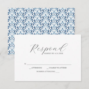RSVP Cards blaues Muster Karte