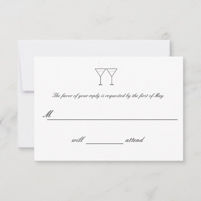RSVP Cards "Champagne Glasses" Karte (Vorderseite)