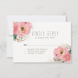 RSVP Cards für Wasserfarbenstube Bohemisch Federn