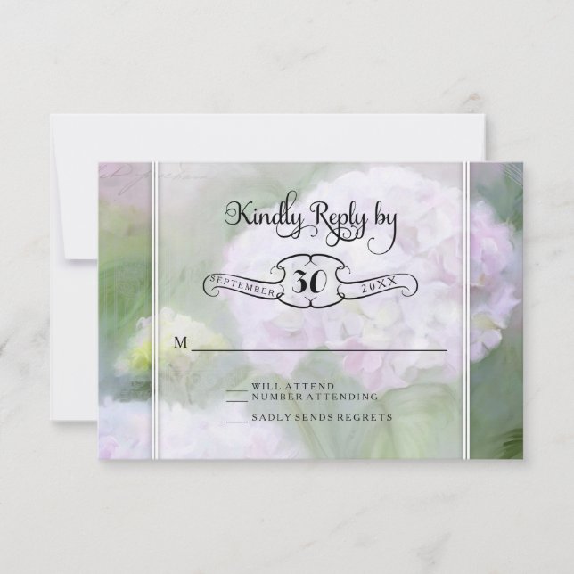 RSVP Cards Hydrangea Garden Blume Typografie Karte (Vorderseite)