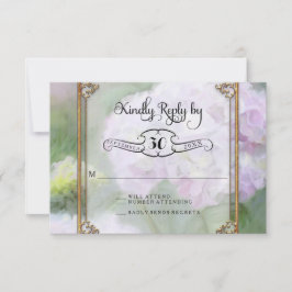 RSVP Cards Monet Style Gold Frame Hydrangea Blume