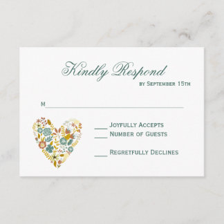 RSVP Cards von Autumn Boho floral Heart Hochzeit i Karte