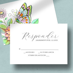 RSVP Cards Wasserfarbenschmetterling und Blume