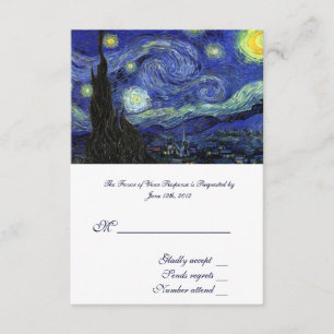RSVP, carte d'acceptation mariage, Starry Night