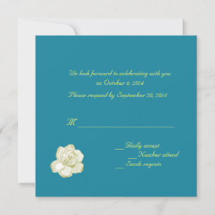 RSVP, carte de réponse, gardenia et pois