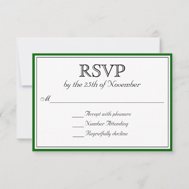 RSVP classique avec bordure vert foncé (Devant)