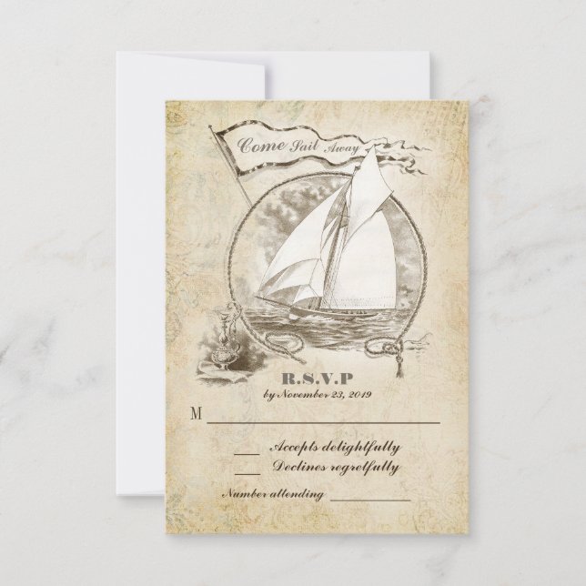 RSVP-Come Sail Away RSVP Karte (Vorderseite)