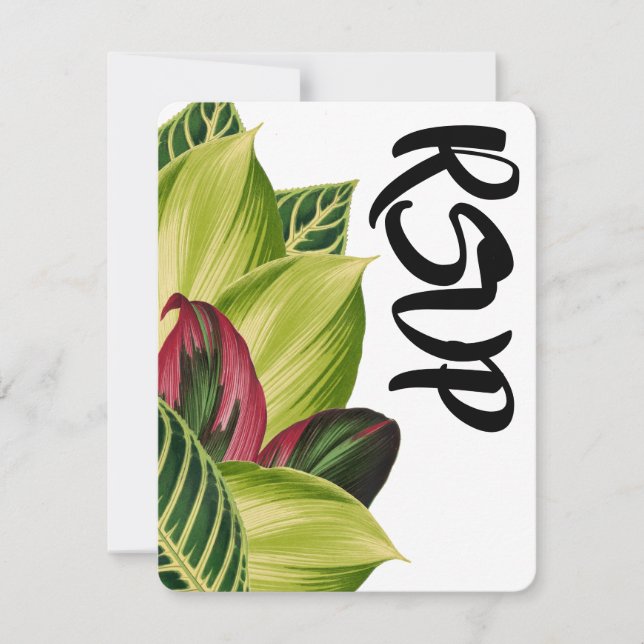 RSVP de mariage aux feuilles tropicales (Devant)
