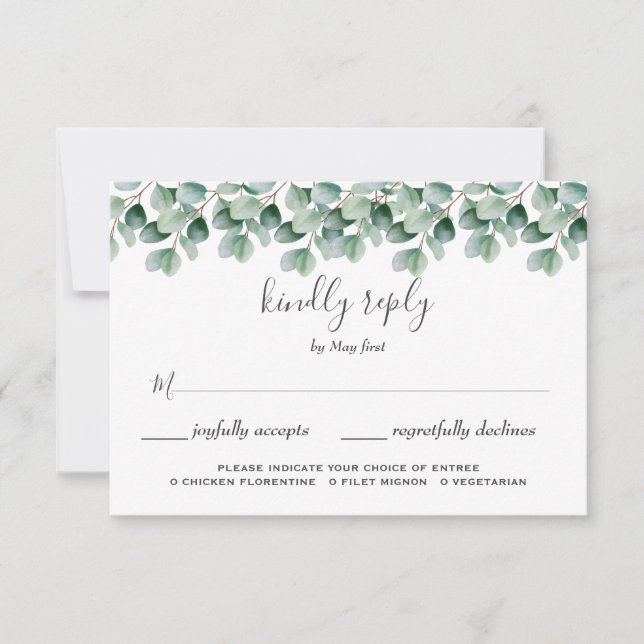 RSVP de mariage de verdure botanique d'eucalyptus (Devant)