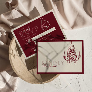 RSVP de mariage dessiné à la main Rouge foncé Arge