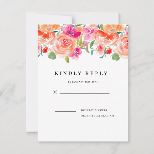 RSVP de mariage élégant aux fleurs sauvages (Devant)