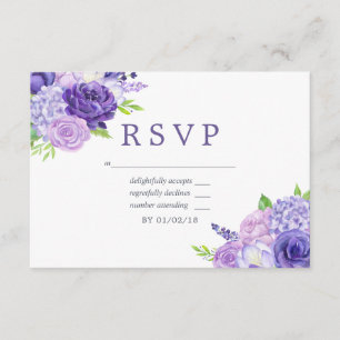 RSVP de mariage floral à thème Ultra Violet