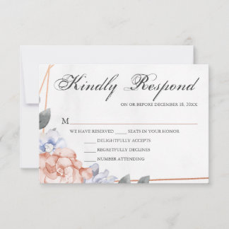 RSVP de mariage floral géométrique or rose