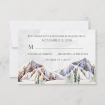 RSVP de mariage hivernal rustique en forêt de mont