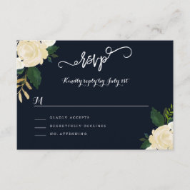 RSVP de mariage naval botanique moderne