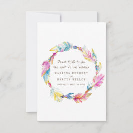 RSVP de mariage plumes de boho couronne tribale na